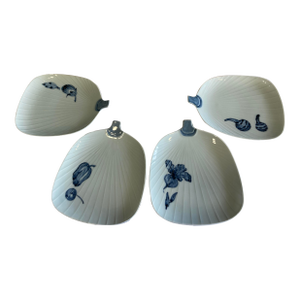 Vintage Neiman Marcus Porcelain Japanese Fan Plates- Set of 4