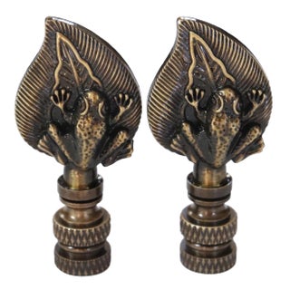 Antiqued Brass Lamp Finials - a Pair For Sale