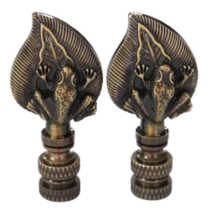 Antiqued Brass Lamp Finials - a Pair