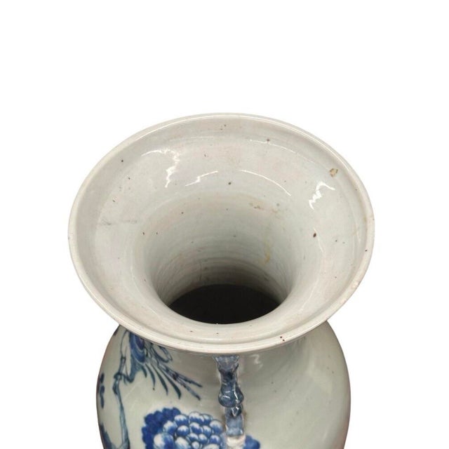 Pair of Late 19th Century Chinese Blue & Celadon Vases With Handles For Sale - Image 11 of 12