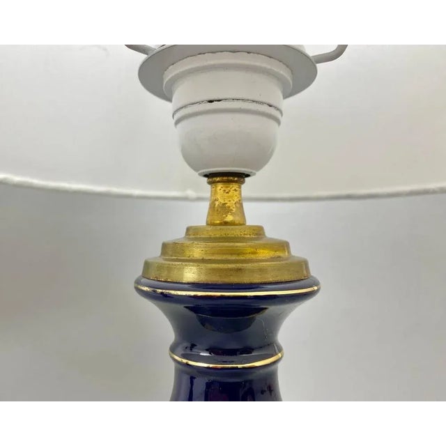 Vintage Cobalt Blue Porcelain Table Lamps, Set of 2 For Sale - Image 5 of 11