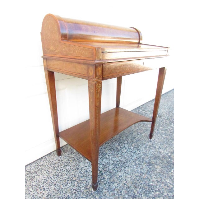 Antique English Cylinder Secretary Desk by Hobbs of London For Sale - Image 15 of 18