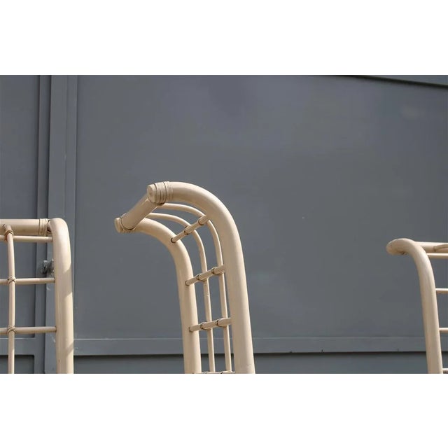 White Bamboo High Back Chairs from Vivai del Sud, 1970s, Set of 4 For Sale - Image 9 of 12