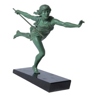 Emile Carlier, The Huntress, 1925, Metal For Sale
