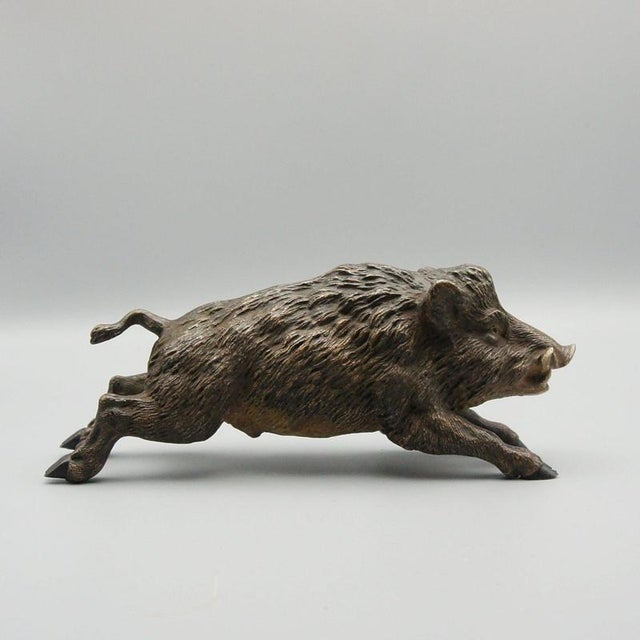 Brown Franz Bergman, Running Boar, 1890s, Bronze For Sale - Image 8 of 8