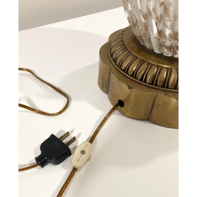 Large 1950s Murano Aventurine Fluted Glass Table Lamp For Sale - Image 10 of 11