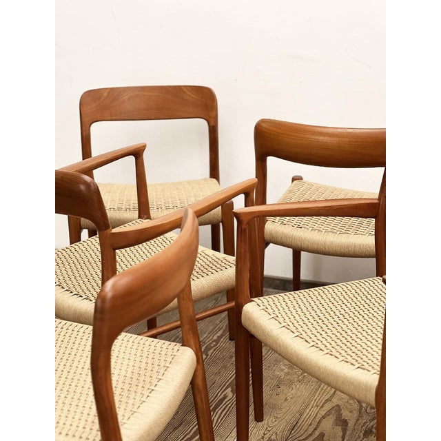 Mid-Century Danish Chairs in Teak Model 56 & 75 by Niels Møller for J.L. Mollers, 1950s, Set of 6 For Sale - Image 9 of 18