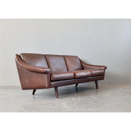Mid Century Danish Matador Leather Sofa By Aage Christiansen Circa 1960s Quality mid chocolate brown leather - Decorative...