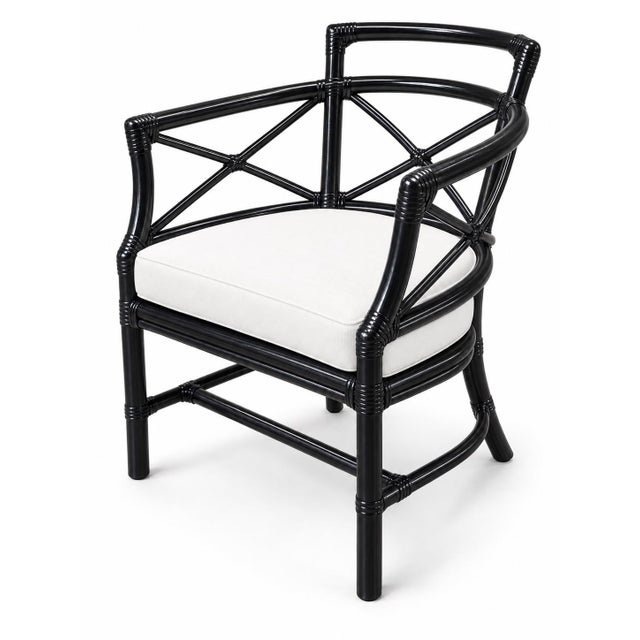 McGuire McGuire Furniture Set of 4 Gondola Chairs, With Round Table Base, Black Lacquer For Sale - Image 4 of 6