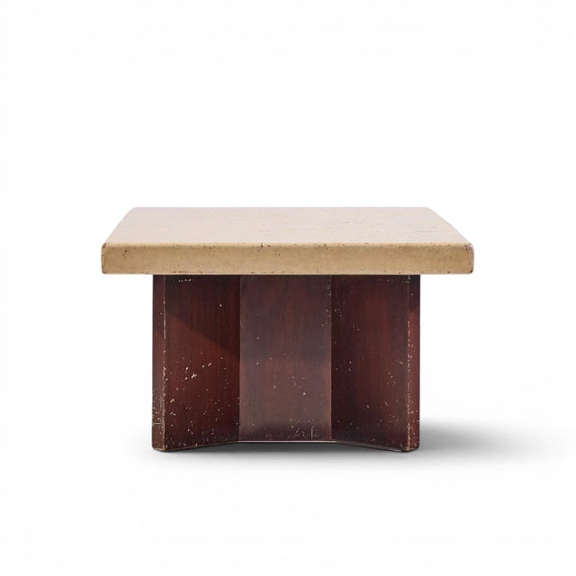 Mid 20th Century Paul Frankl for Johnson Furniture Mid Century Mahogany and Cork Coffee Table For Sale - Image 5 of 9