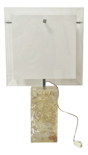 Vintage Table Lamp in Fractal Resin by Pierre Giraudon, France, 1970s