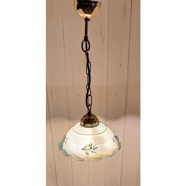 Art Deco Brass and Glass Ceiling Lamp, 1930s For Sale - Image 3 of 7