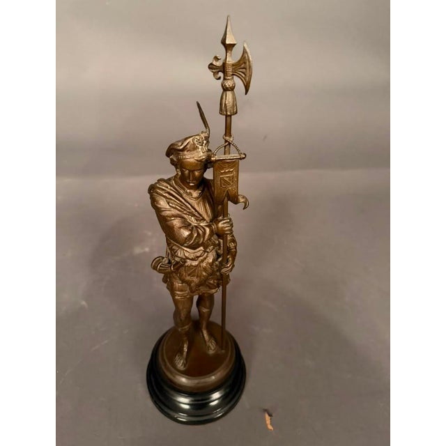 Pair of 19th Century European Bronze-Finished Soldier Figures With Ebonized Bases, Circa 1890 For Sale - Image 11 of 18