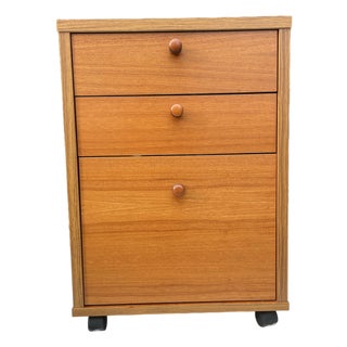 Mid 20th Century Danish Modern Teak Rolling File Cabinet For Sale