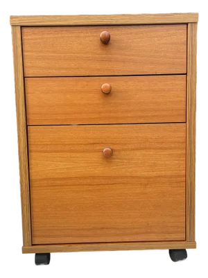 Mid 20th Century Danish Modern Teak Rolling File Cabinet