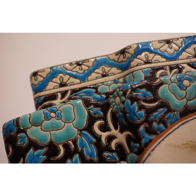 Late 19th Century 1875 Antique French Longwy Style Centerpiece Flower Vase by Gien For Sale - Image 5 of 13