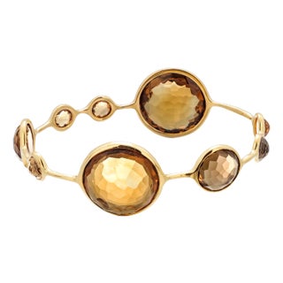 Ippolita 18kt Yellow Gold Nine Stone Citrine Bangle Bracelet Lollipop Collection For Sale