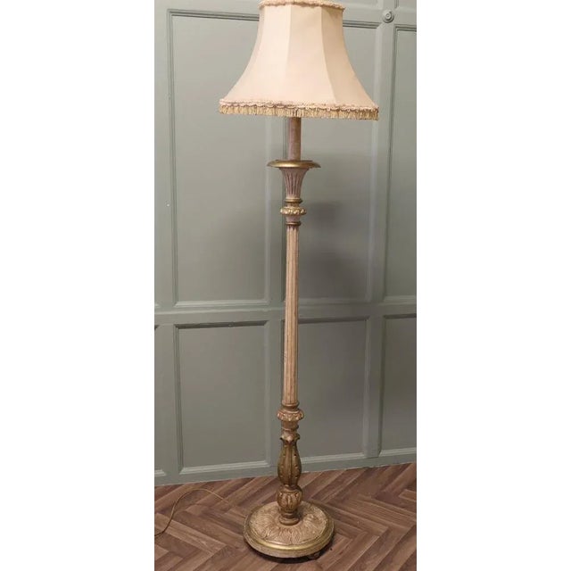 Wood Louis Philippe Style Painted and Gilt Floor Lamp, 1910s For Sale - Image 7 of 9