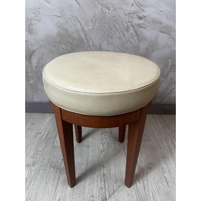 Vintage Workshop Stool in Beech and Leather, 1980s For Sale - Image 4 of 9