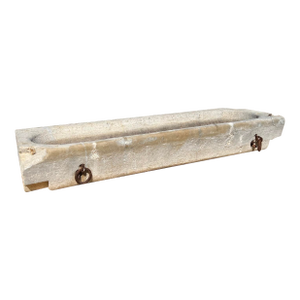 19th Century French Limestone Trough Basin With Iron Horse Tie Rings, Burgundy
