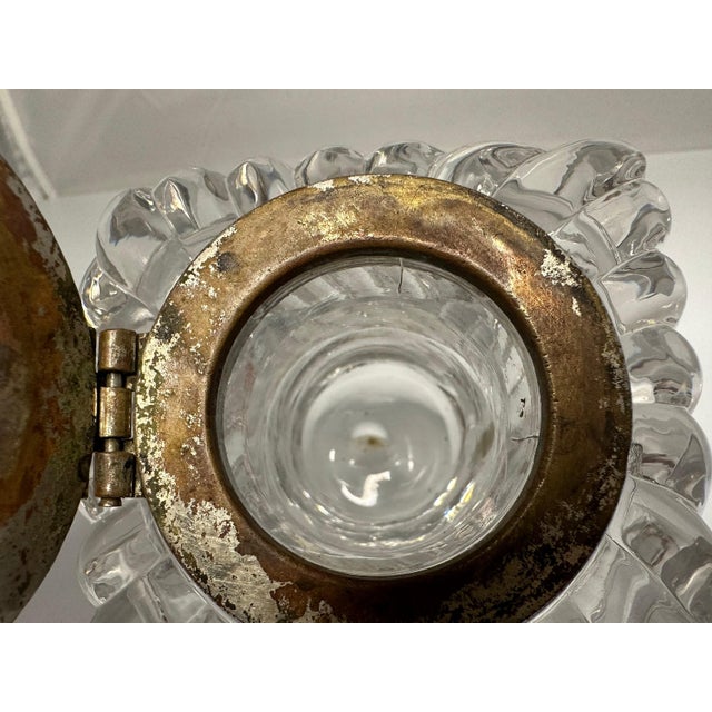 Silver Victorian Swirled Glass Inkwell: Antique Desk Decor For Sale - Image 8 of 10