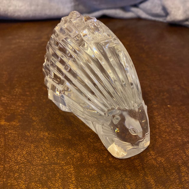 Authentic, vintage Baccarat clear lead crystal porcupine figurine/paperweight, originally designed in the 1980s. This...