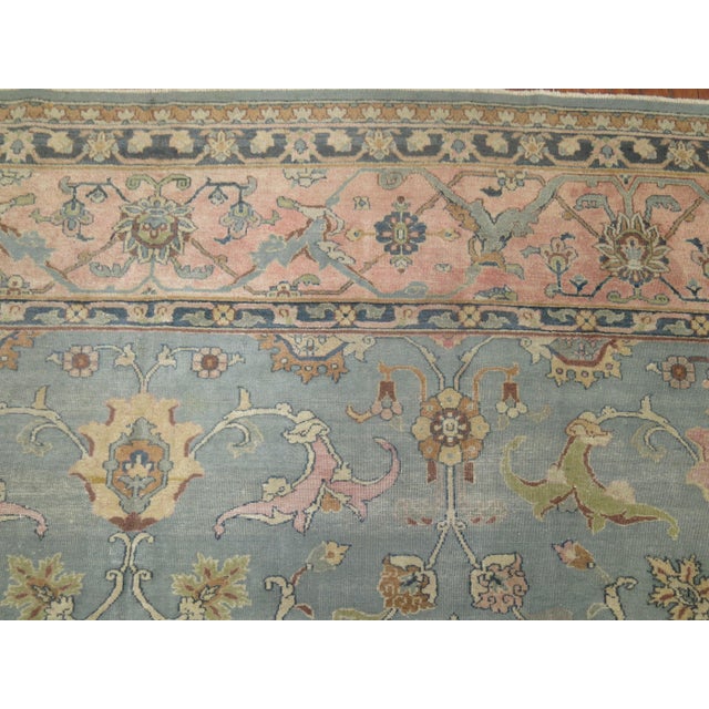Early 20th Century Blue Gray Pink Indian Room Size Rug - 9'6" x 13'6" For Sale In New York - Image 6 of 9
