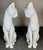 Set of (2) adorable cat figurines in a brilliant glazed white color. Showing their personality with heads curiously angled...