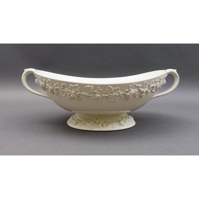 Mid 20th Century Mid 20th Century Wedgewood Embossed Queensware England Cream on Cream Large Centerpiece Bowl For Sale - Image 5 of 12