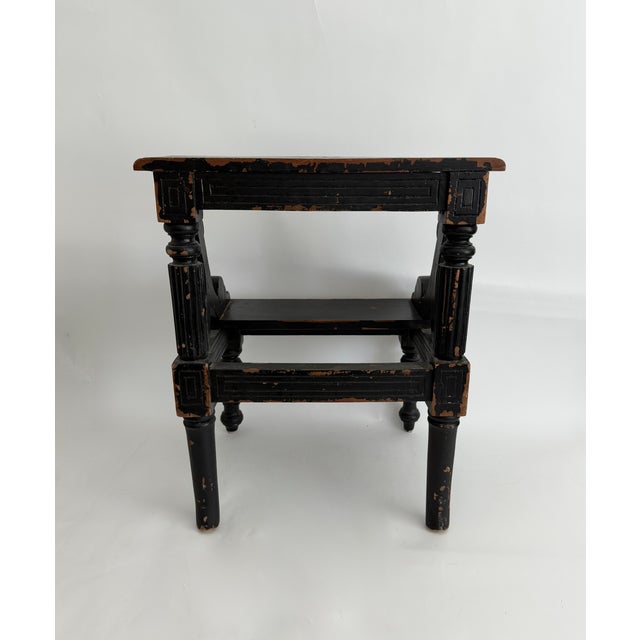 Black Antique Distressed Painted Library Step Stool For Sale - Image 8 of 8