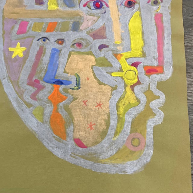 Abstract Contemporary Original E.J.Hartmann Abstract Cubist Portrait Painting Signed For Sale - Image 3 of 5