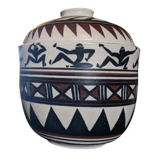 1990s Taala Kauai Tribal Studio Pottery Canister Jar With Lid Signed and Dated For Sale