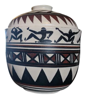 1990s Taala Kauai Tribal Studio Pottery Canister Jar With Lid Signed and Dated