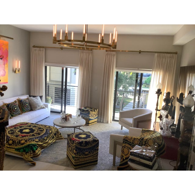 Italian Gold/Black Velvet Throw Made From Upholstery Fabric For Sale - Image 9 of 12