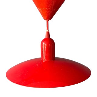 Small Vintage Space Age Red Metal Pendant Lamp For Sale