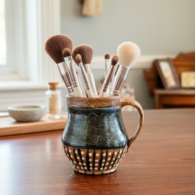 Late 20th Century Late 20th Century Lovejoy Pottery Nc Studio Mug-Signed-Handmade-Rustic Wabi Sabi Ceramic-Artisan For Sale - Image 5 of 9