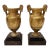 Early 19th Century Bronze French Grand Tour Urns (Pair) on Three-Tiered Stone Base For Sale