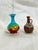 Japanese Vintage Studio Pottery Bud Vase Pair – Mini Jewel Tone Drip Glaze & Mini Earth Tone Jug For Sale - Image 3 of 12