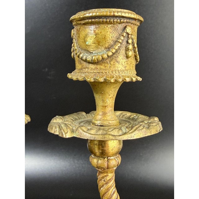 Metal Antique Gilt Bronze Putti Candlesticks from Befos, 1800s, Set of 2 For Sale - Image 7 of 12