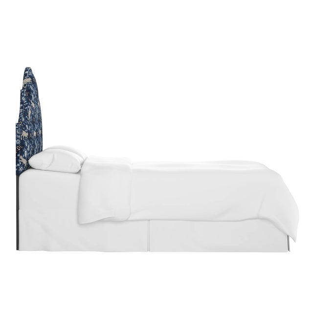 Transitional Halsted Headboard in Blue Leopard, King For Sale - Image 3 of 6