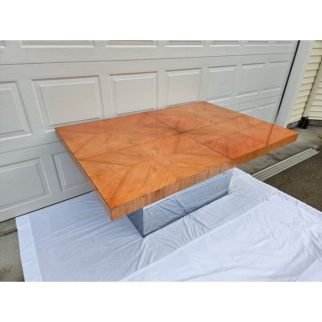 Wood Milo Baughman for Thayer Coggin Wood Chrome Dining Table For Sale - Image 7 of 17