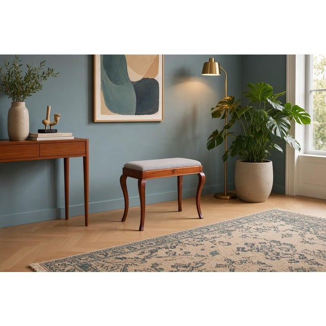 Piano Stool in Stained Birch with Storage, 1950s For Sale - Image 6 of 8