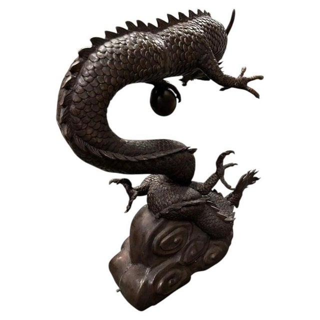 Large Bronze Chinese Dragon Water Feature Sculpture For Sale - Image 3 of 8