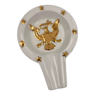 Vintage Ceramic Patriotic Gold Eagle and Stars Cigar Ashtray / Cuff Link Dish For Sale