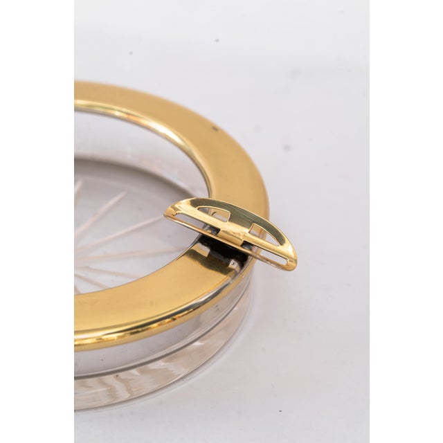 Metal Art Deco Ashtray Brass and Cut Glass, 1920s For Sale - Image 7 of 14