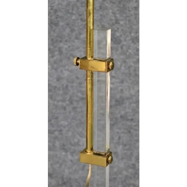 Mid-Century Modern Mid 20th Century Lucite & Brass Adjustable Floor Lamp For Sale - Image 3 of 6