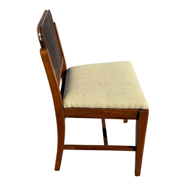 1930s Art Deco Walnut French Vanity Chair Newly Upholstered For Sale In Philadelphia - Image 6 of 17