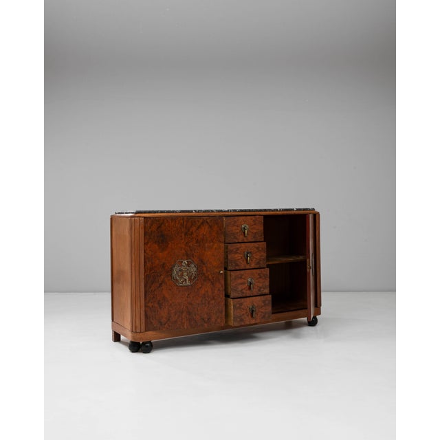 1920s Art Deco Wooden Sideboard with Marble Top For Sale - Image 4 of 18