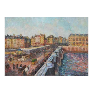 Mid 20th Century "Pont Neuf, After Pissarro" French Impressionist Style Street Scene Painting