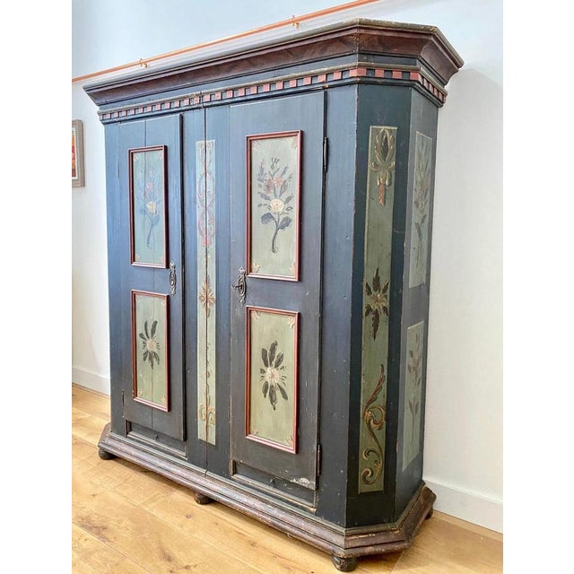 Black Austrian Hand-Painted Armoire, 19th Century For Sale - Image 8 of 12